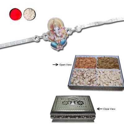 "Rakhi - SIL-6220 A (Single Rakhi), DryFruit Box - code DFB3000 - Click here to View more details about this Product